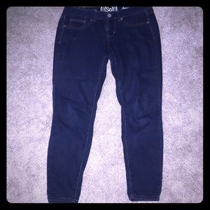SO jeans juniors, dark denim, cropped jeggings